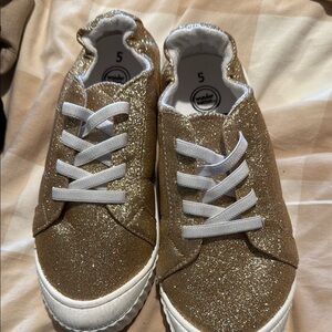 Wonder Nation Gold and White Sparkly Sneakers NWOT